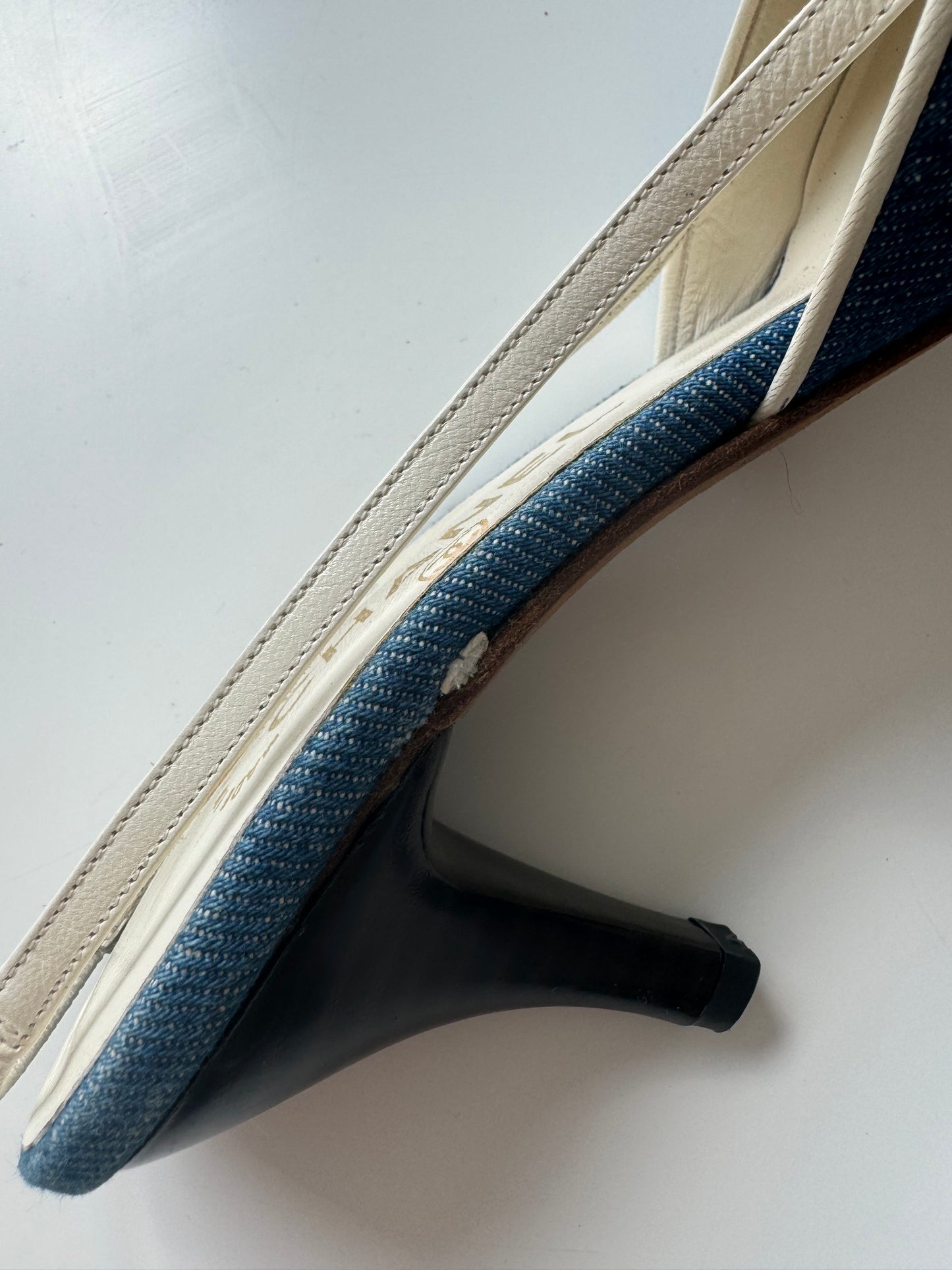 Chanel Camelia Denim Slingback Heels (EU 37)