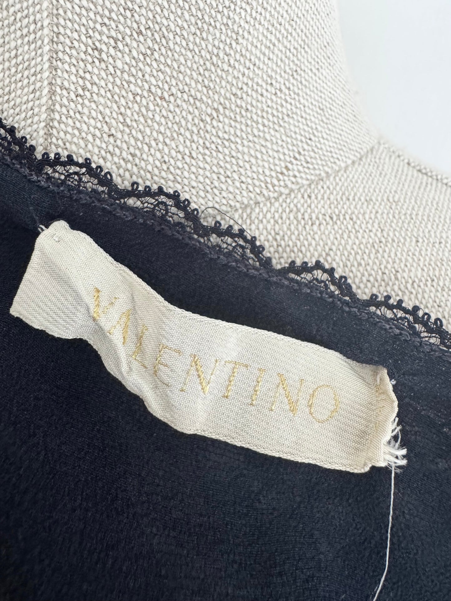Valentino Vintage Lace And Ribbon Navy Top (M)