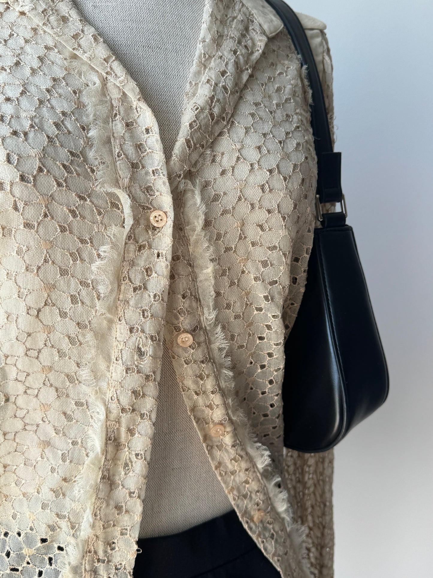 Anna Molinari Vintage Lace Shirt In Beige Ecru (S)