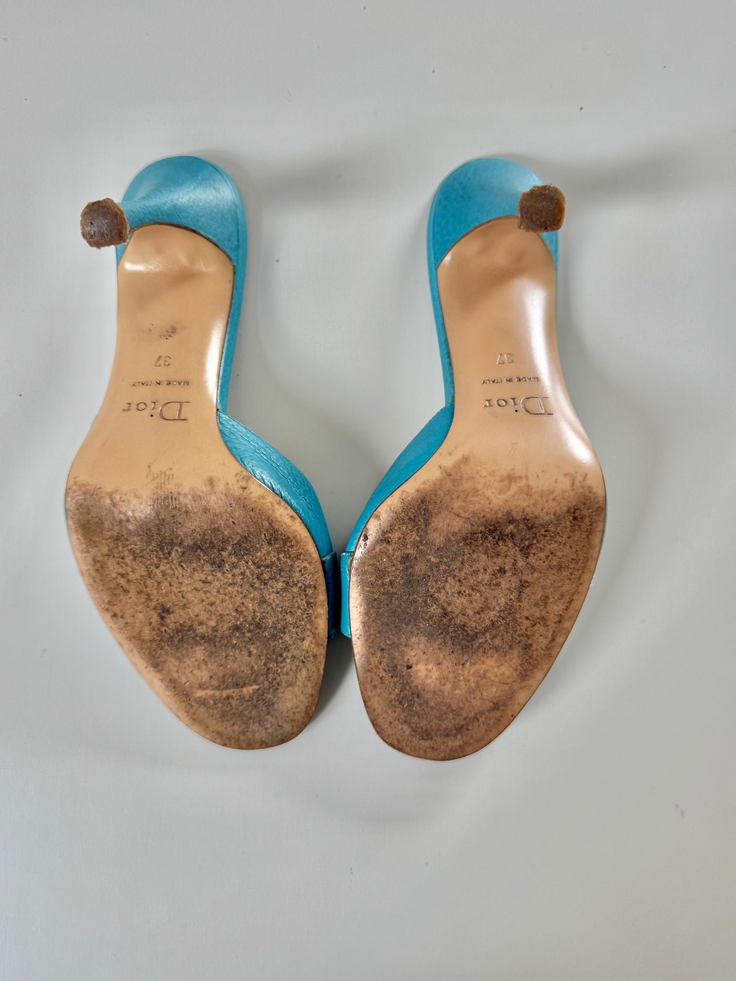 ICONIC Dior by John Galliano F/W 2003 Blue Embroidered Flower & Locket Charm Heels (EU 37)