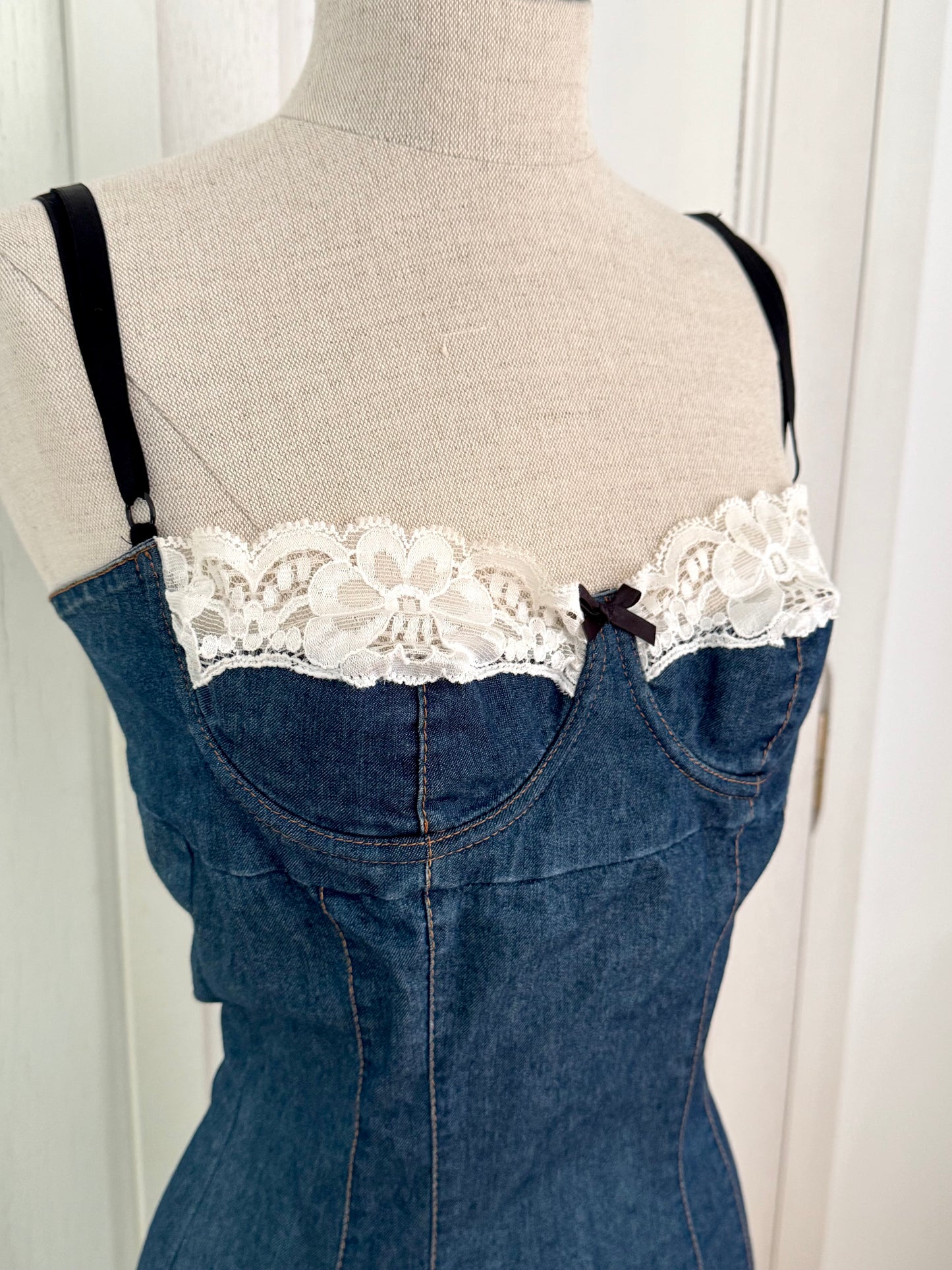 D&G Dolce Gabbana Vintage Denim Bustier Dress (M / IT 42)