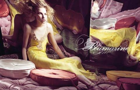 RUNWAY Blumarine 2008 Spring / Summer Silk Yellow Beaded Lace Dress (IT 44 / L)
