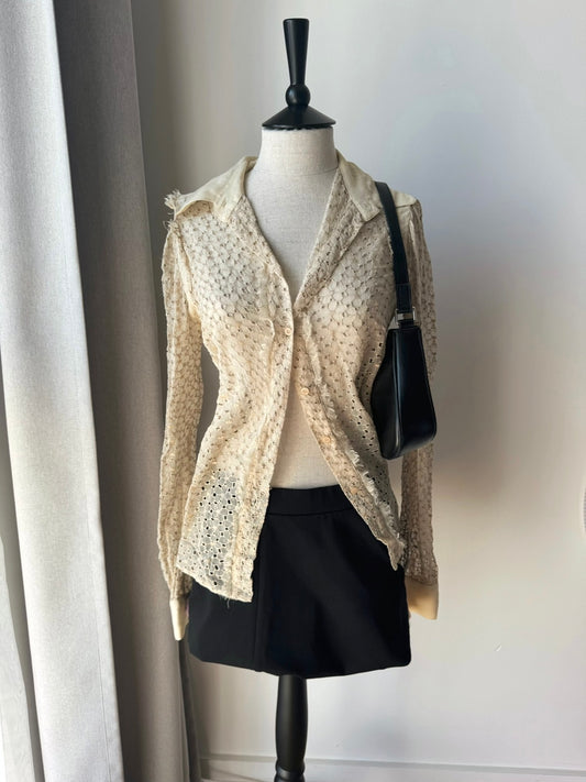 Anna Molinari Vintage Lace Shirt In Beige Ecru (S)