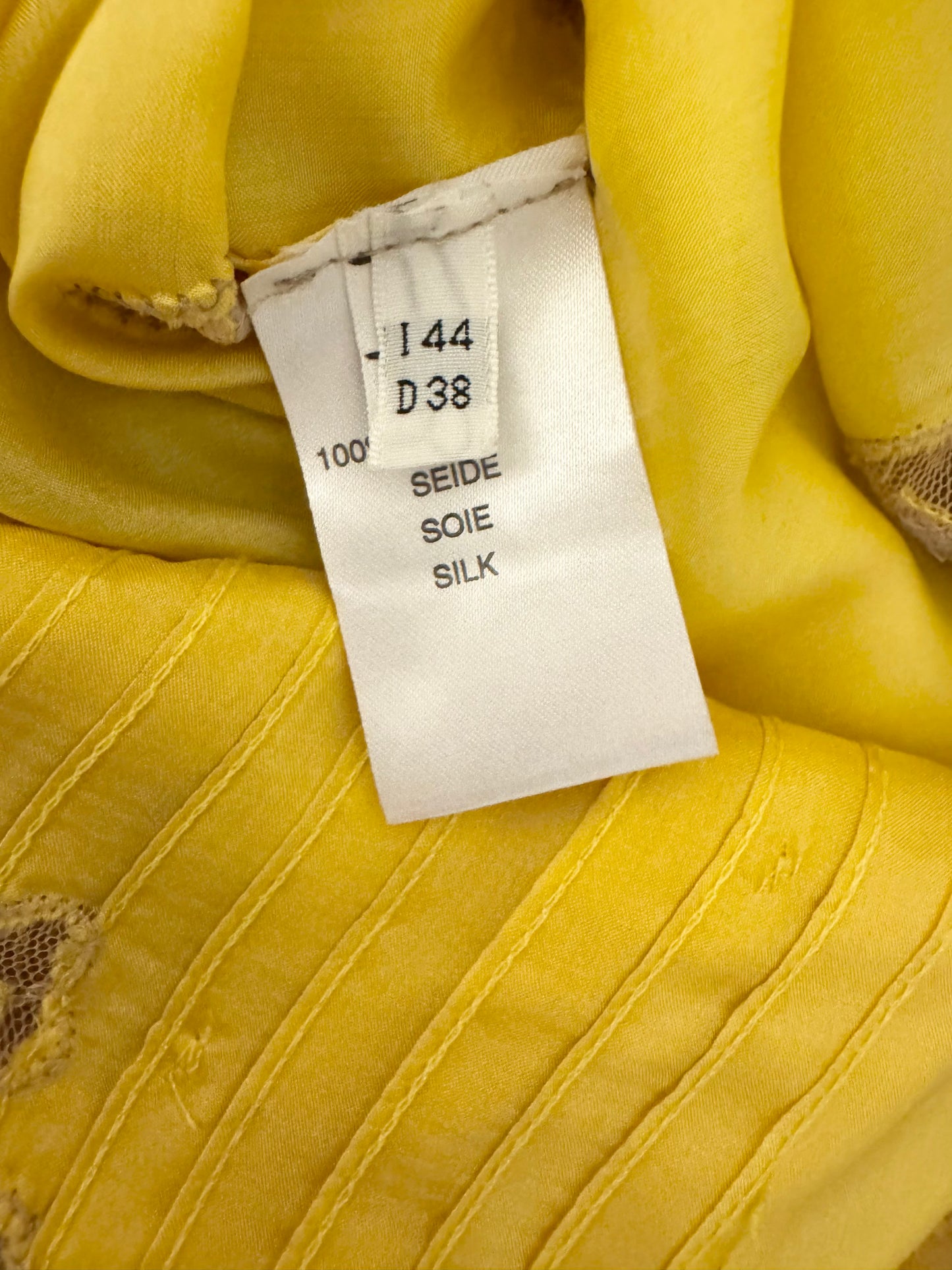 RUNWAY Blumarine 2008 Spring / Summer Silk Yellow Beaded Lace Dress (IT 44 / L)