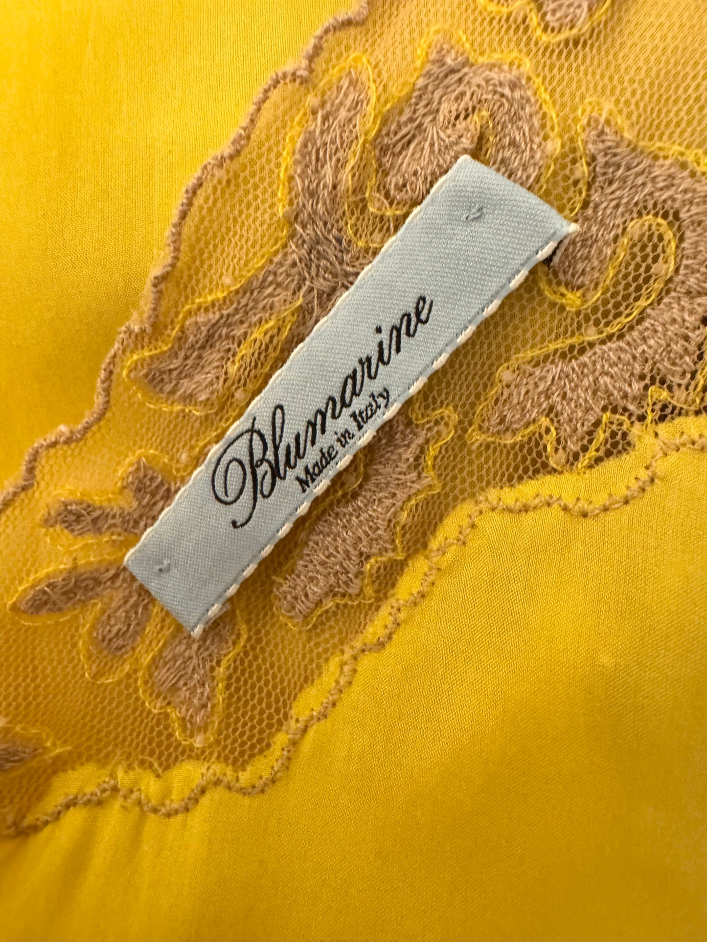 RUNWAY Blumarine 2008 Spring / Summer Silk Yellow Beaded Lace Dress (IT 44 / L)