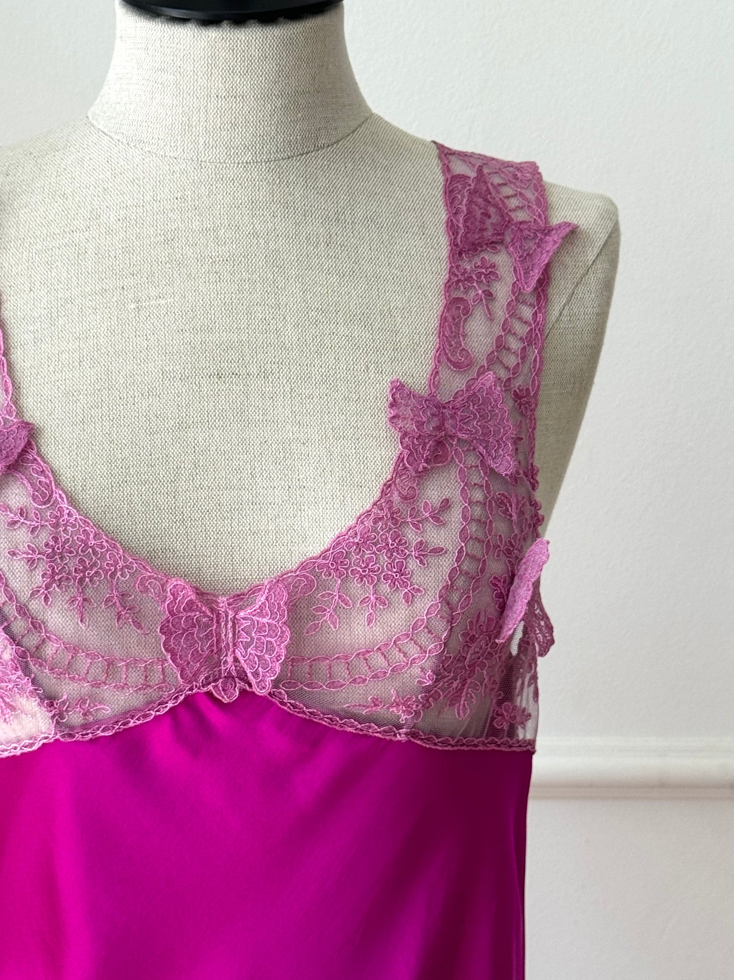 Vintage Blumarine Blugirl Spring / Summer 1999 Butterfly Fuchsia RUNWAY Dress (S)