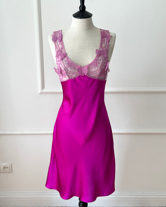 Vintage Blumarine Blugirl Spring / Summer 1999 Butterfly Fuchsia RUNWAY Dress (S)