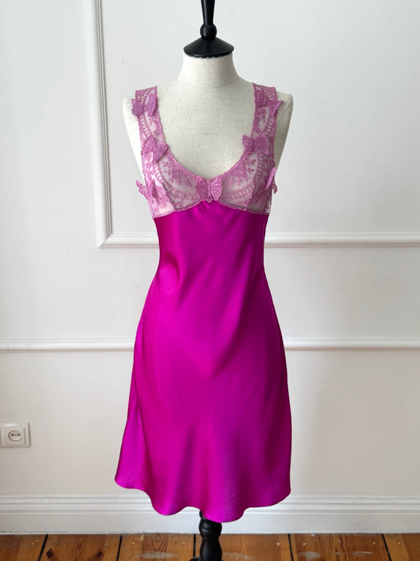 Vintage Blumarine Blugirl Spring / Summer 1999 Butterfly Fuchsia RUNWAY Dress (S)