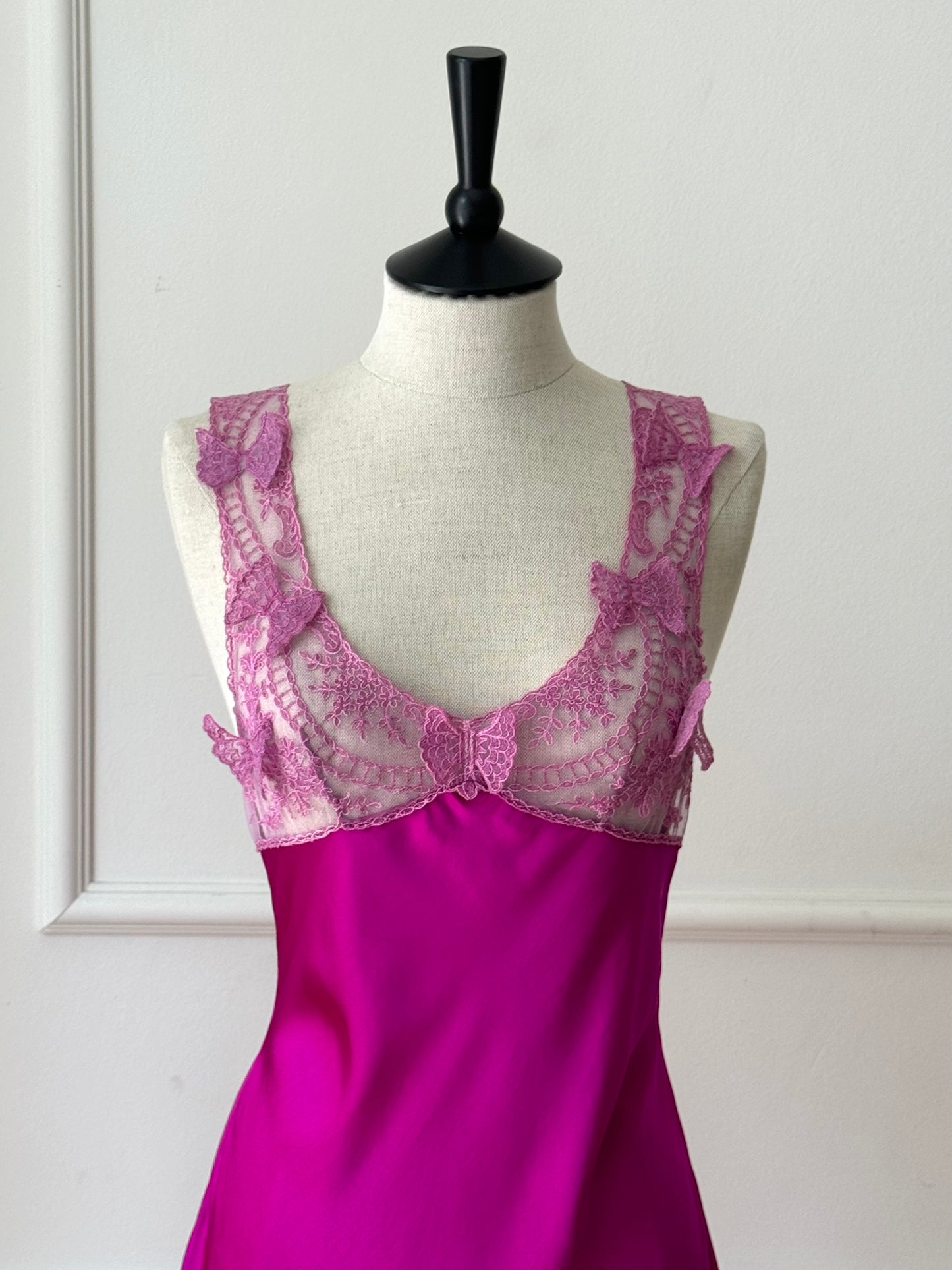 Vintage Blumarine Blugirl Spring / Summer 1999 Butterfly Fuchsia RUNWAY Dress (S)