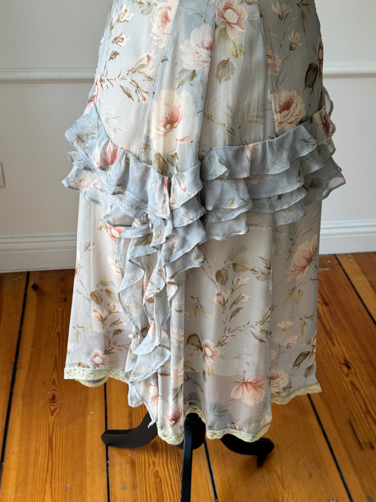 Dolce Gabbana D&G Blue Floral Silk Dress Spring / Summer 2004 (S-M)