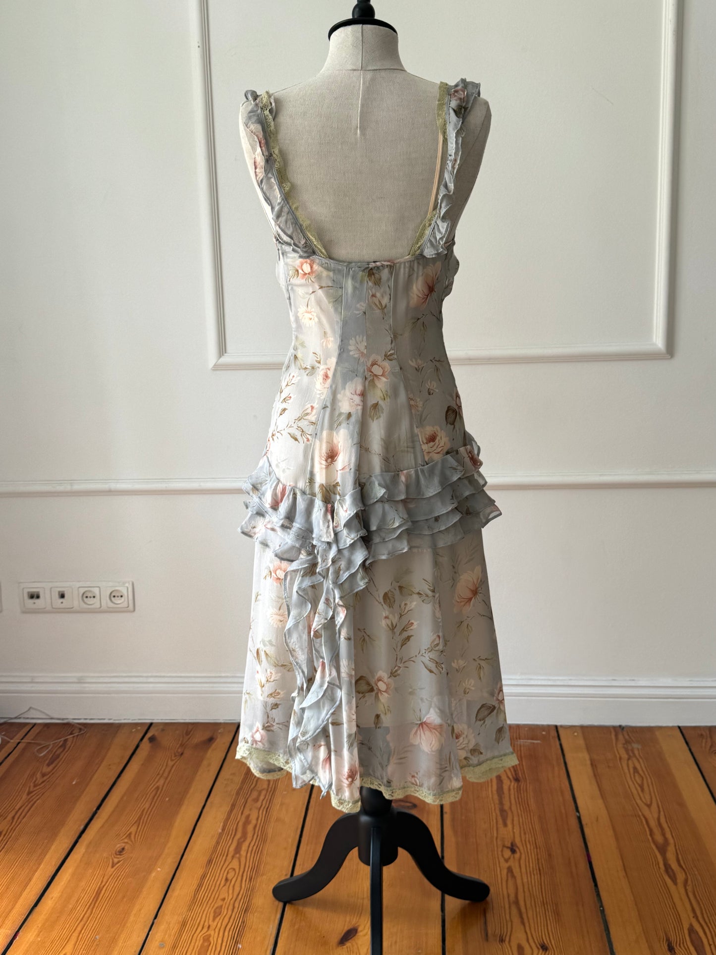 Dolce Gabbana D&G Blue Floral Silk Dress Spring / Summer 2004 (S-M)