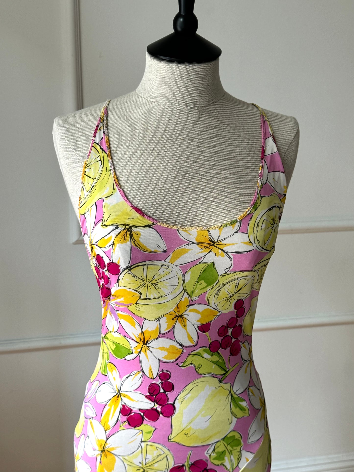 Vintage Blumarine Fruits and Flowers Midi Dress (S and XS)