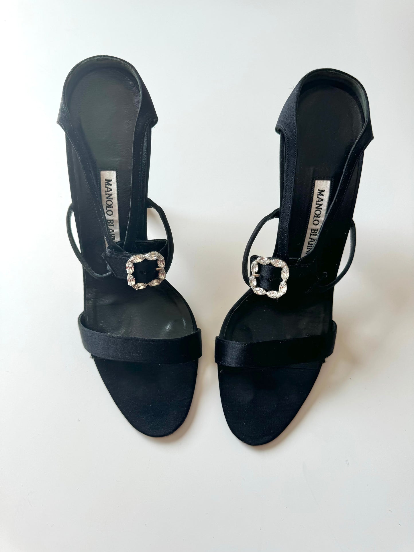 Manolo Blahnik Jeweled Sandals in Black & Silver (EU 39)