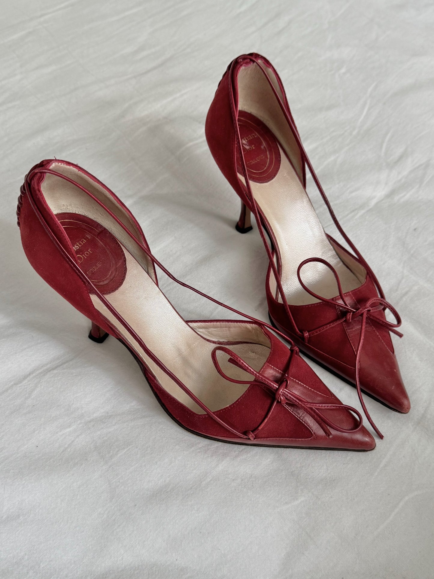 RARE Dior Burgundy 90s Bow Heels (EU 37)