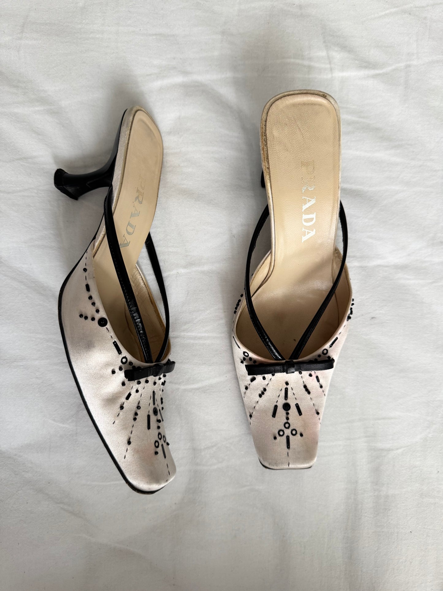 ICONIC Prada Beaded Ribbon Mules S/S 2000 (EU 38)