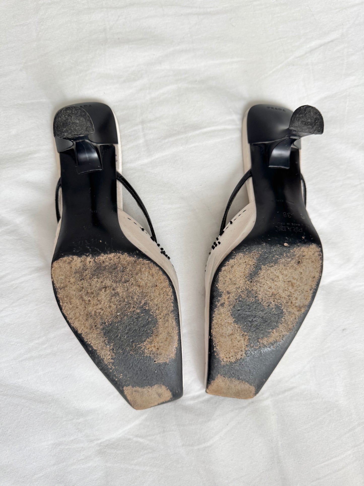 ICONIC Prada Beaded Ribbon Mules S/S 2000 (EU 38)