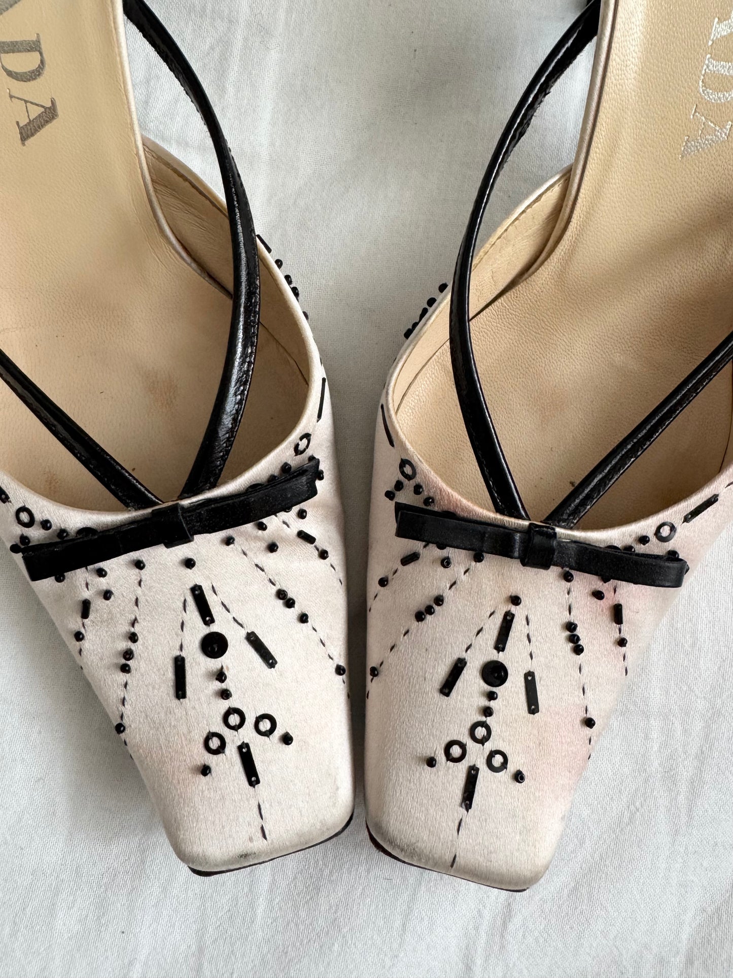 ICONIC Prada Beaded Ribbon Mules S/S 2000 (EU 38)
