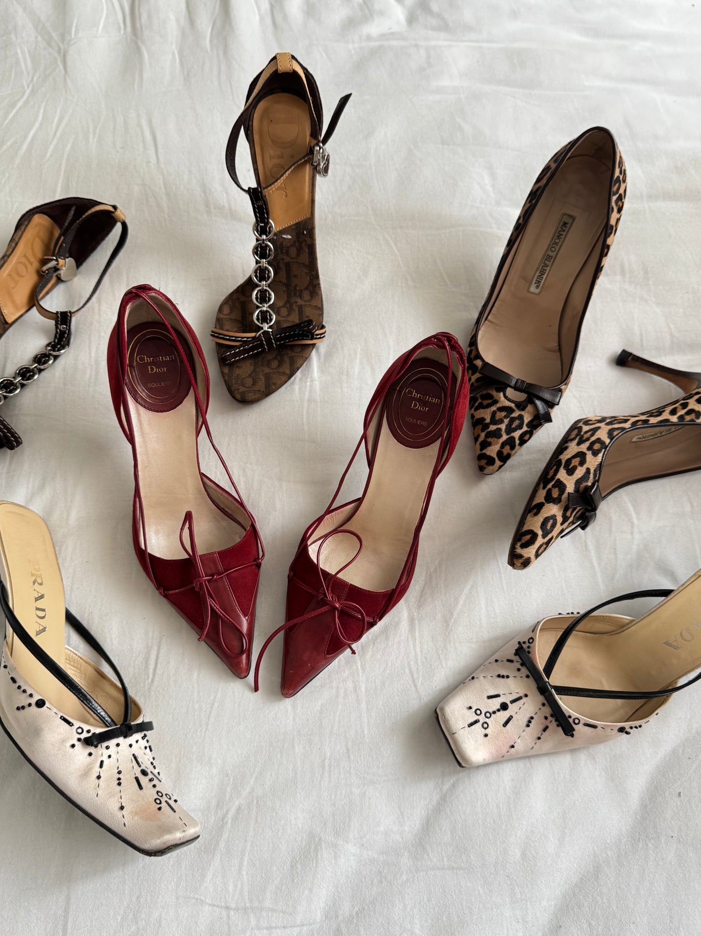 RARE Dior Burgundy 90s Bow Heels (EU 37)