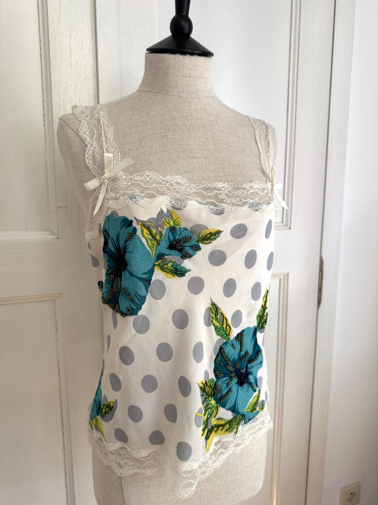 ICONIC Christian Dior Silk Floral Polka Dot Top 2003 S/S (S-M)