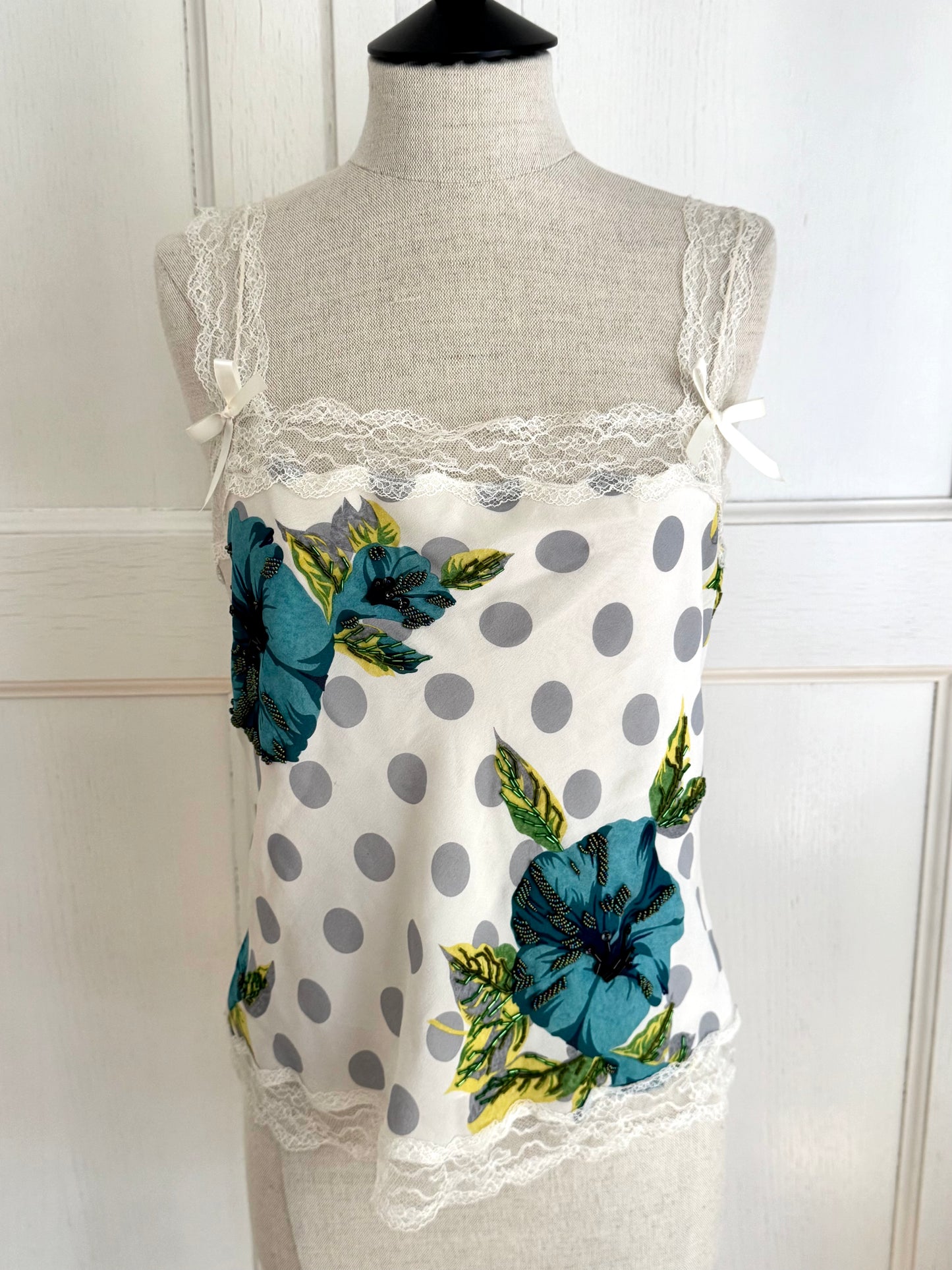 ICONIC Christian Dior Silk Floral Polka Dot Top 2003 S/S (S-M)