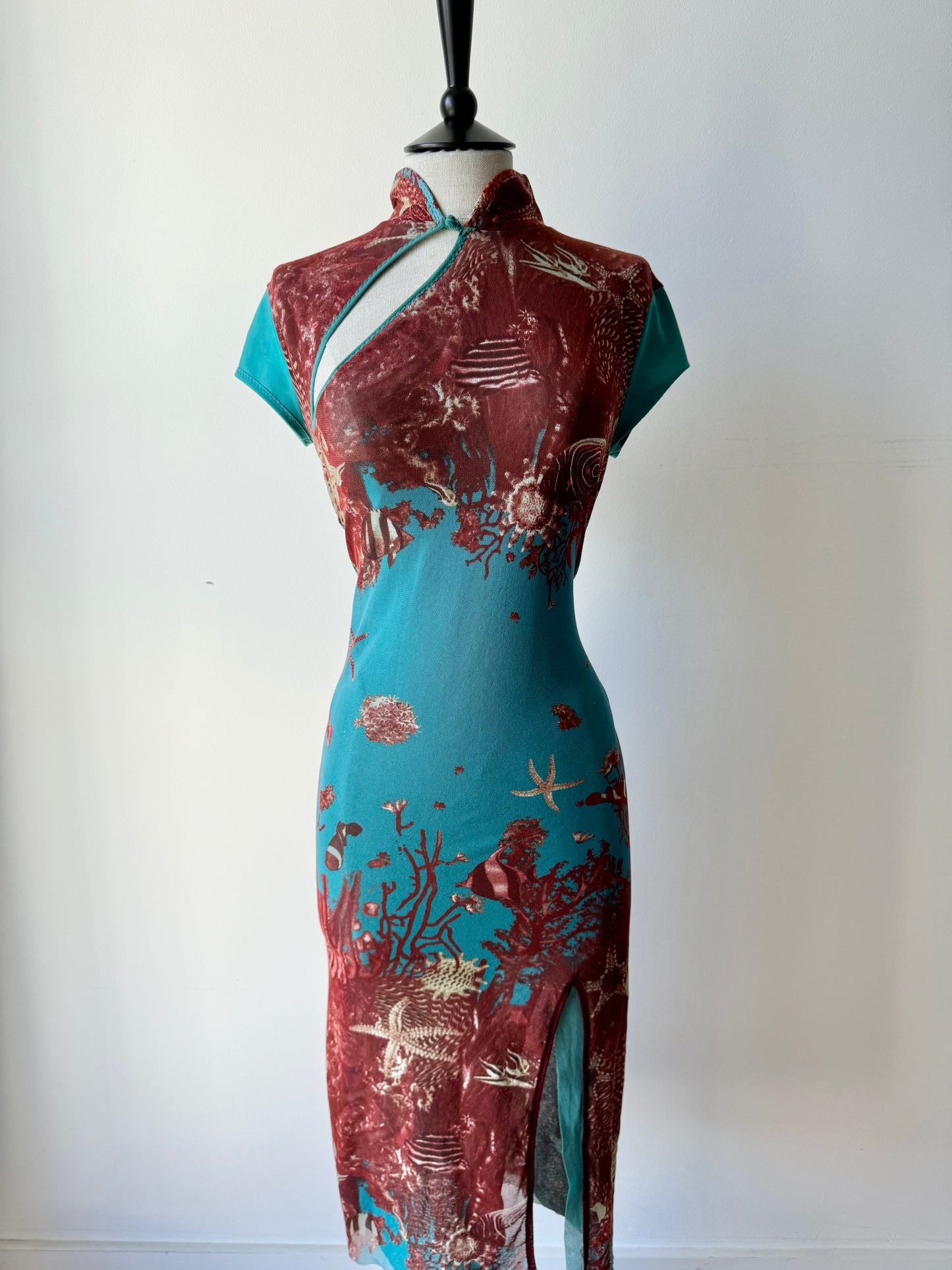 Vintage Jean Paul Gaultier JPG Cheongsam Mesh Dress (M)