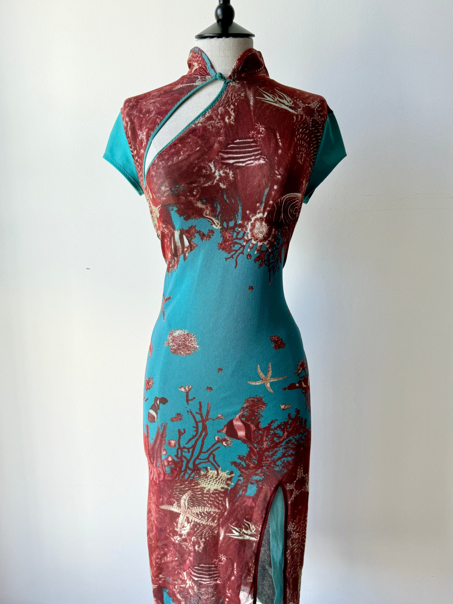 Vintage Jean Paul Gaultier JPG Cheongsam Mesh Dress (M)