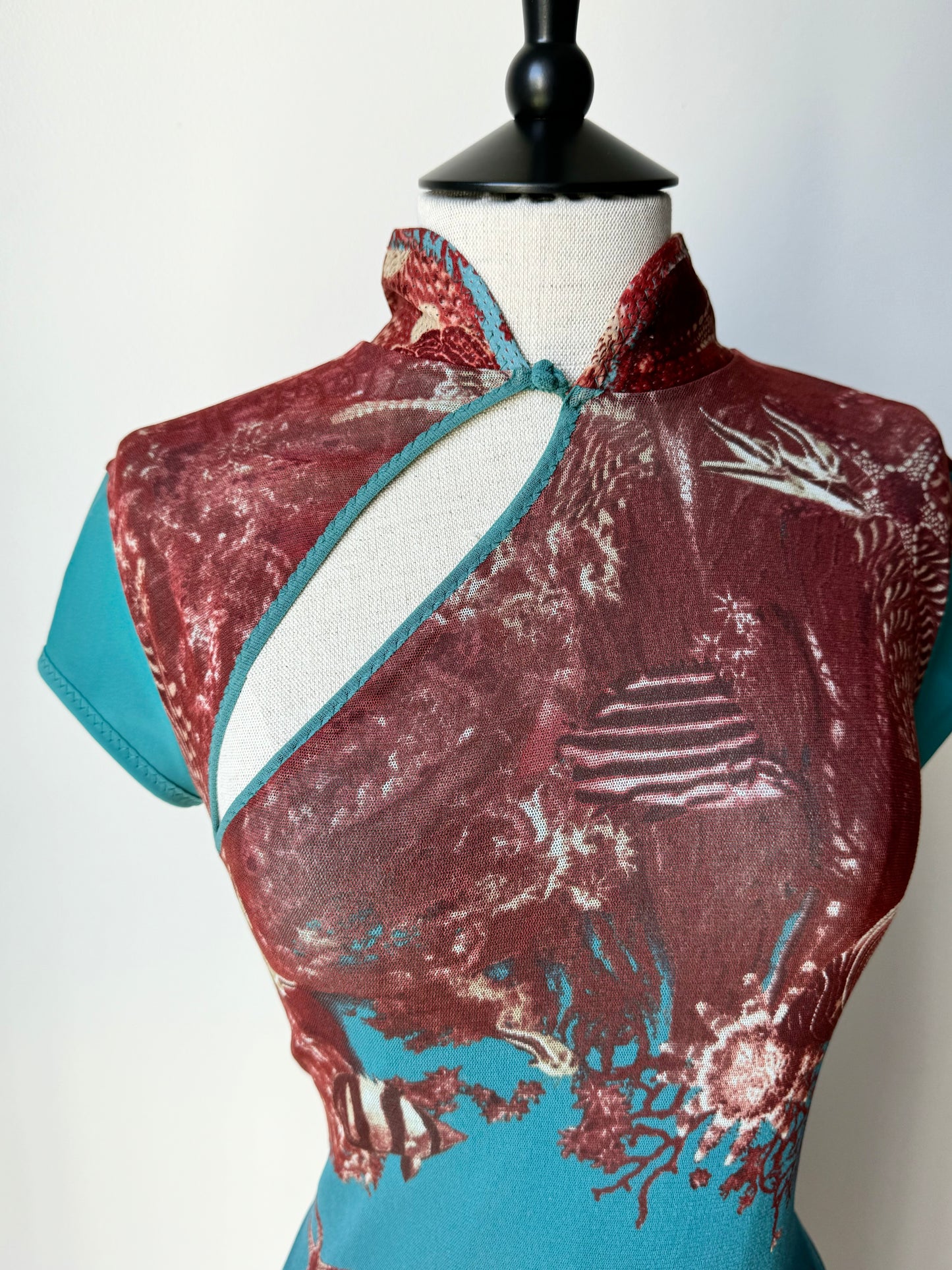 Vintage Jean Paul Gaultier JPG Cheongsam Mesh Dress (M)
