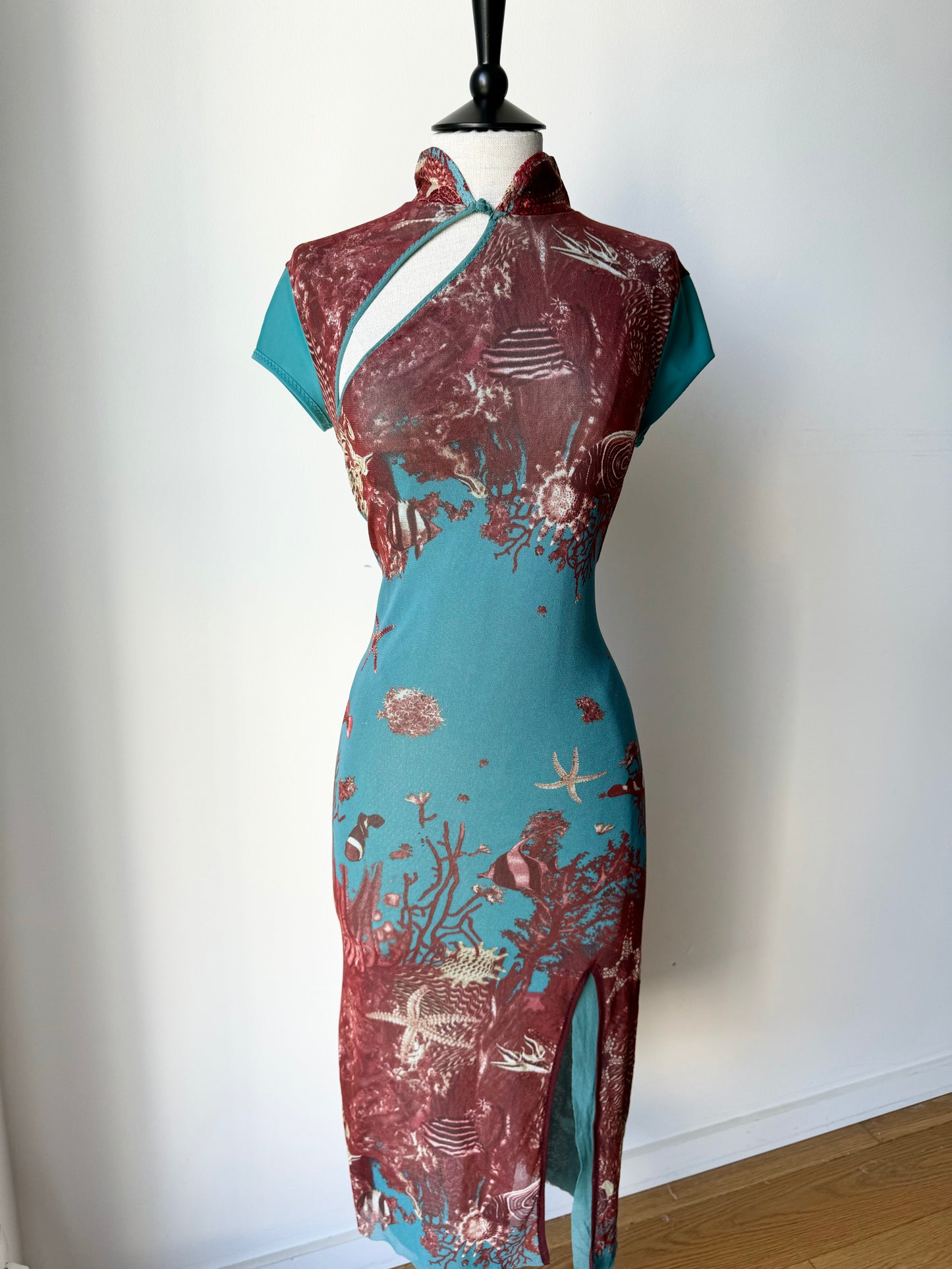 Vintage Jean Paul Gaultier JPG Cheongsam Mesh Dress (M)