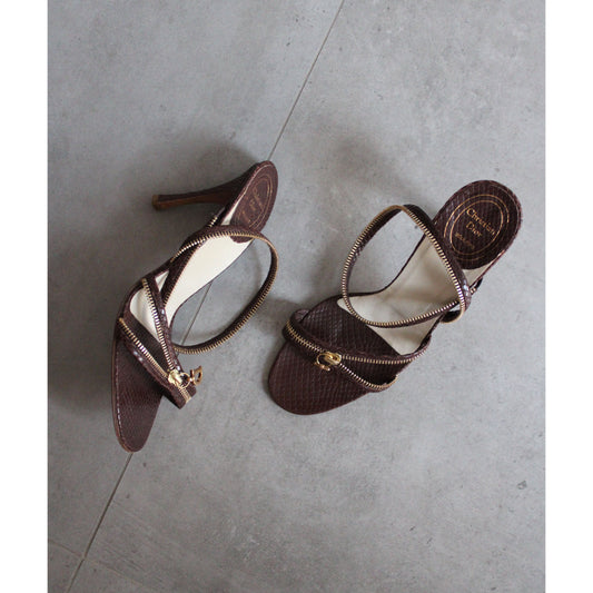 Vintage Dior Souliers Snake Zipper Heels by Galliano (EU 39)
