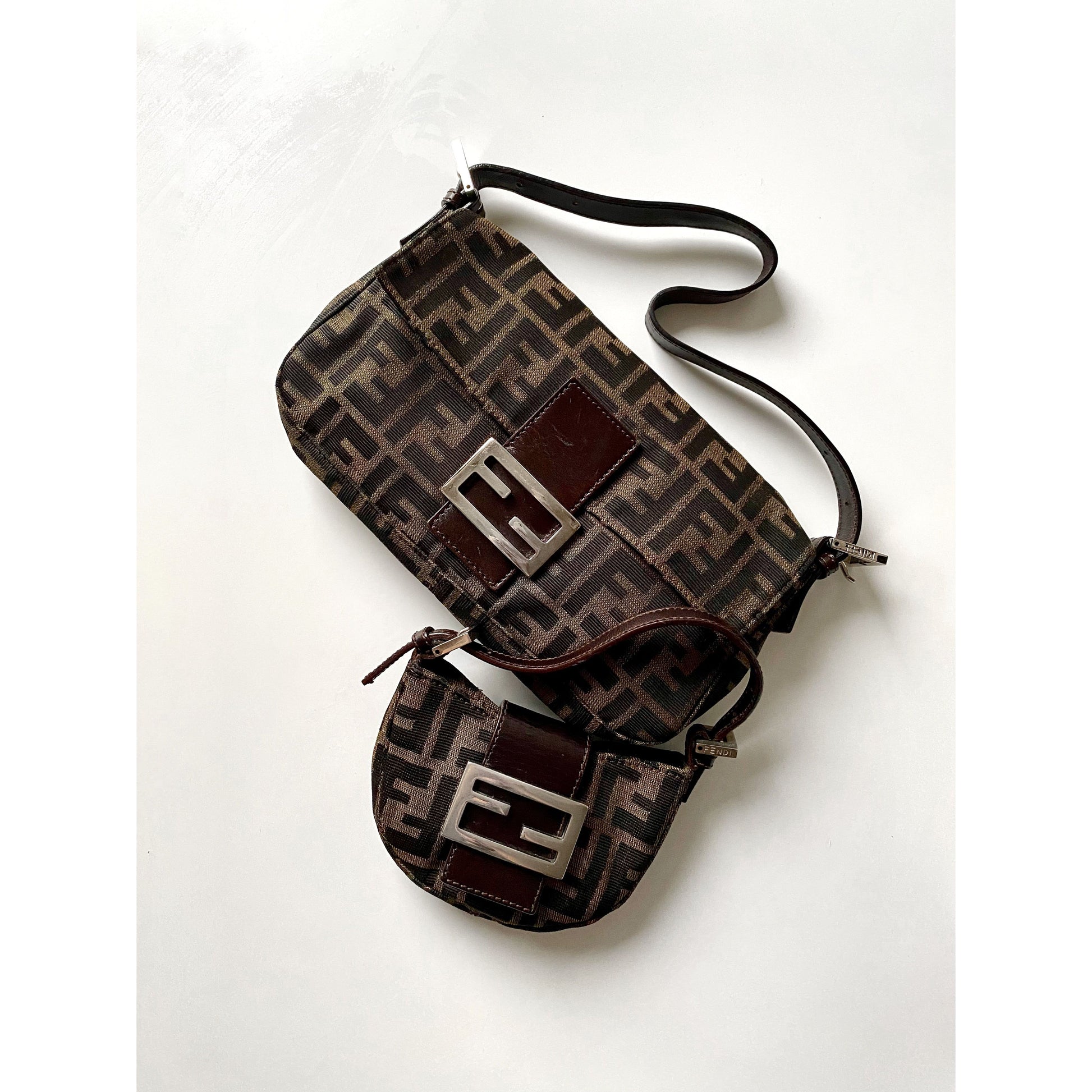 Vintage fendi bag vintage fendi preloved handbag vintage fendi preowned Baguette Fendi croissant mini bag, brown Fendi vintage baguette, Zucca monogram bag vintage
