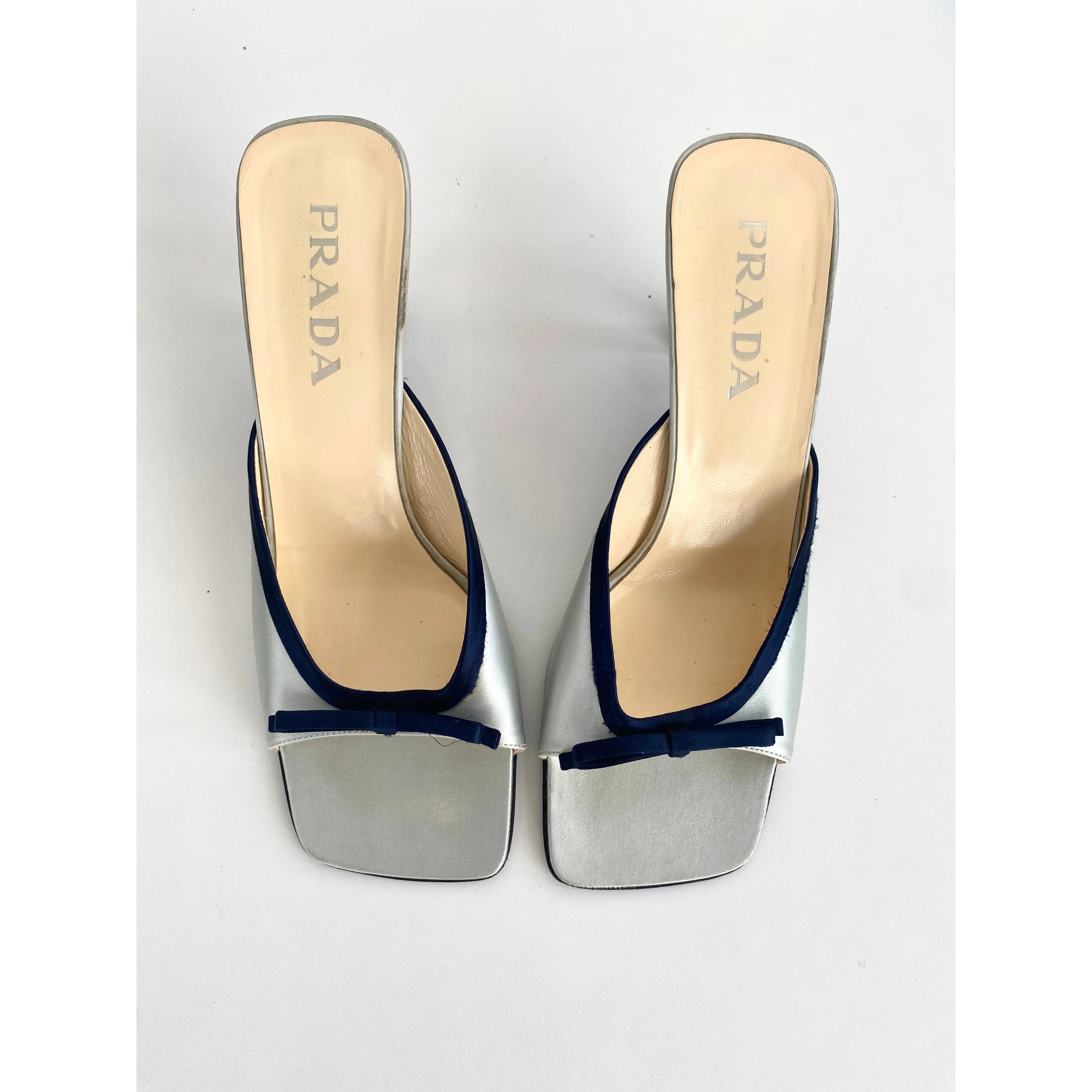 Prada Satin Bow Heels Mules with Ribbon EU 40 Ciao Kasia