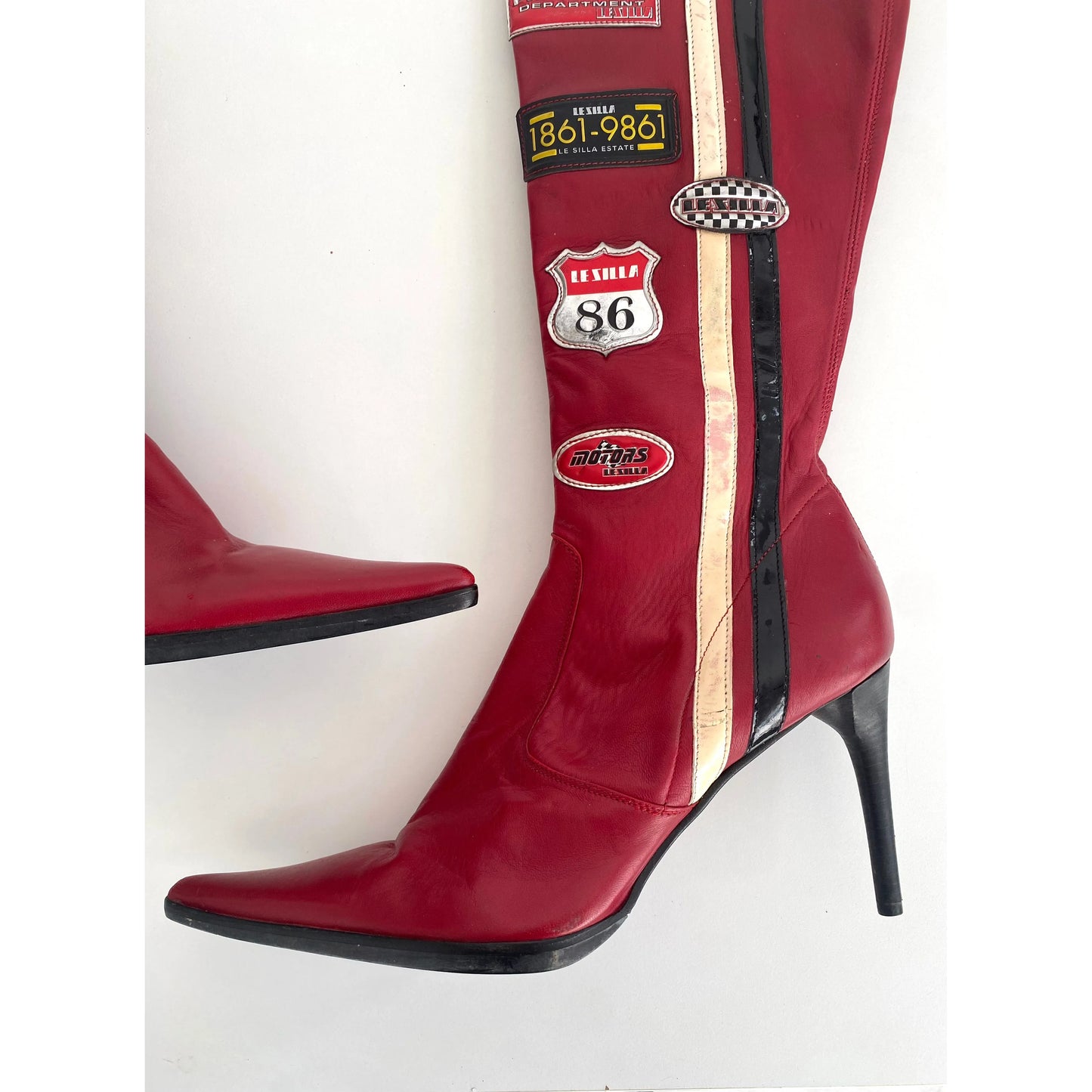 Le Silla Vintage Moto-Boots in Red (EU 39)
