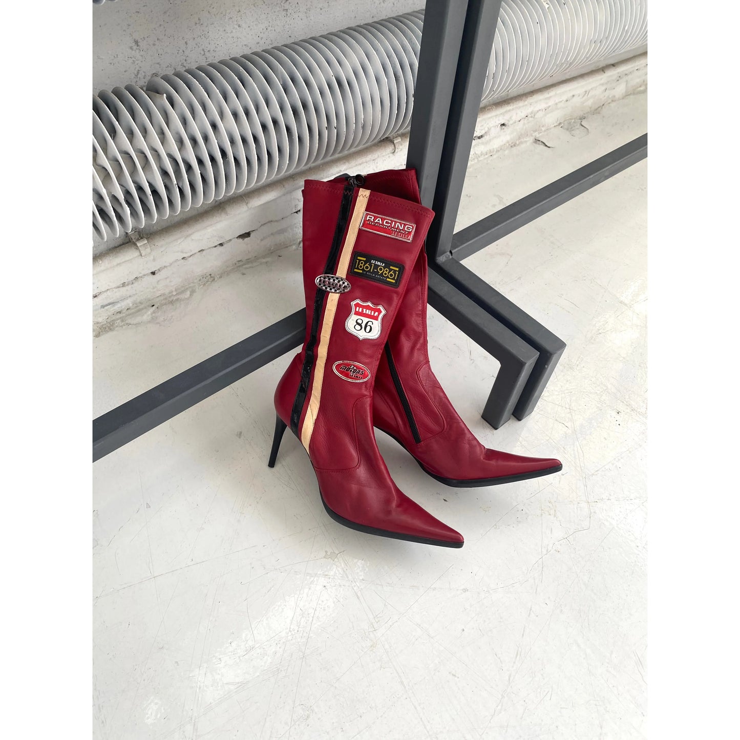 Le Silla Vintage Moto-Boots in Red (EU 39)