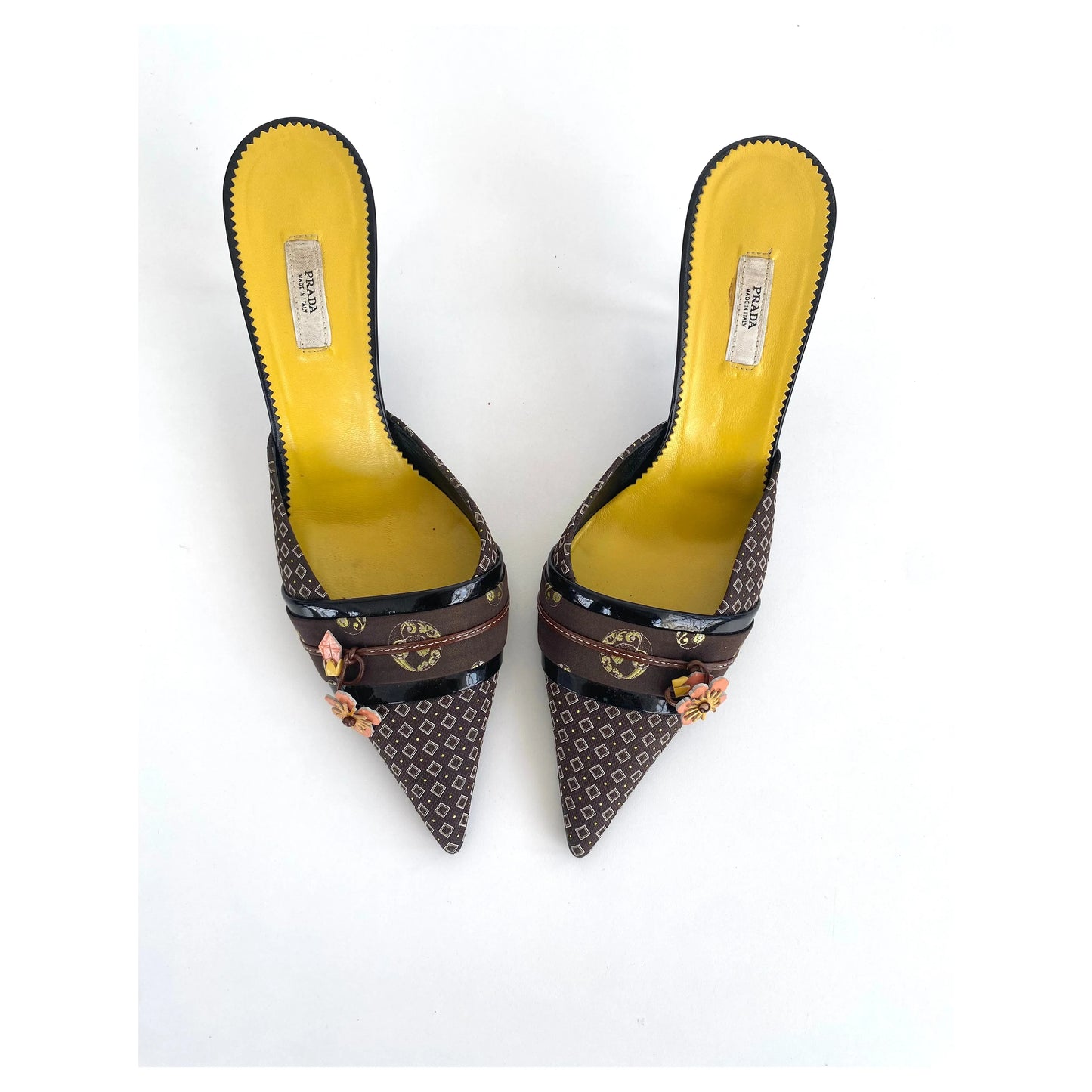 Prada Kitten Heels Pointed Mules Kimono (EU 40)