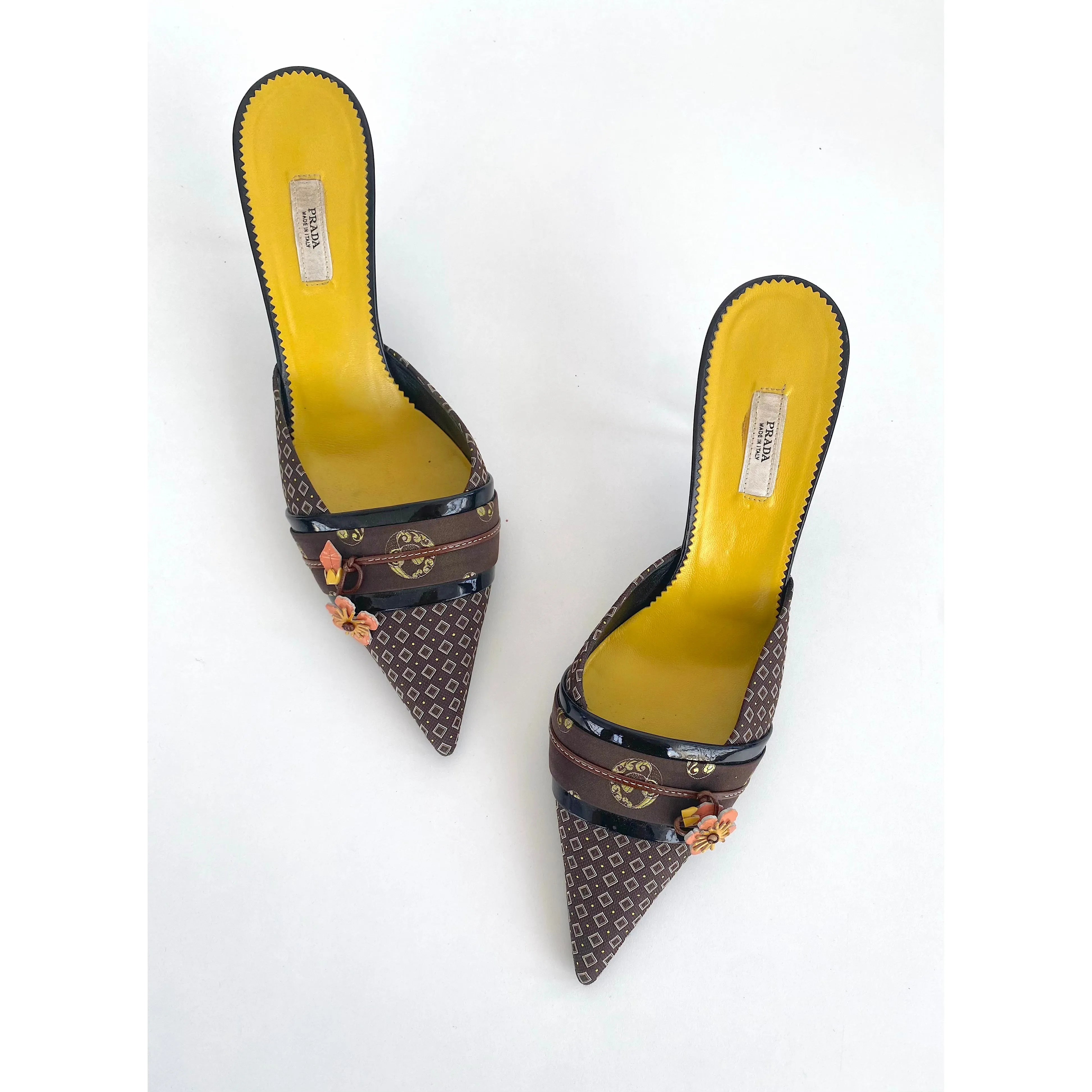 Prada Kitten Heels Pointed Mules Kimono EU 40 Ciao Kasia