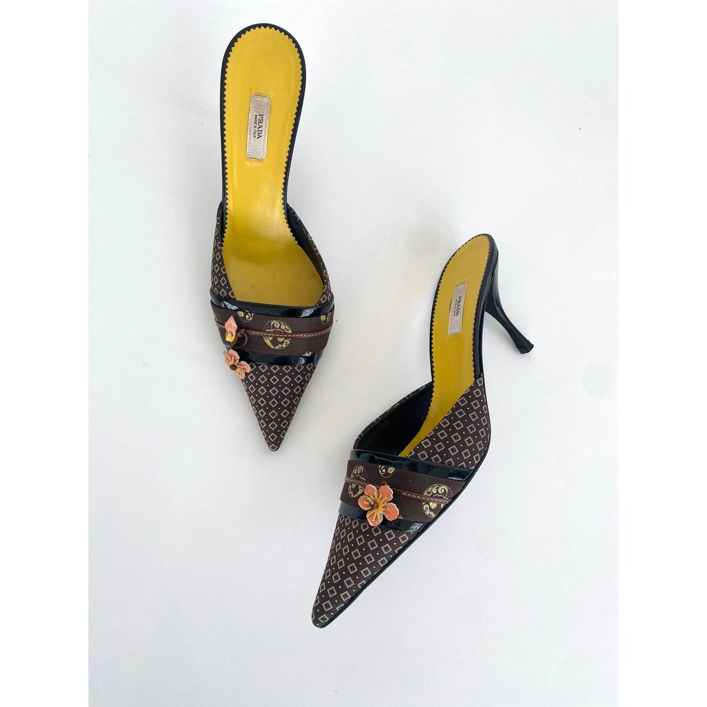 Prada Kitten Heels Pointed Mules Kimono (EU 40)