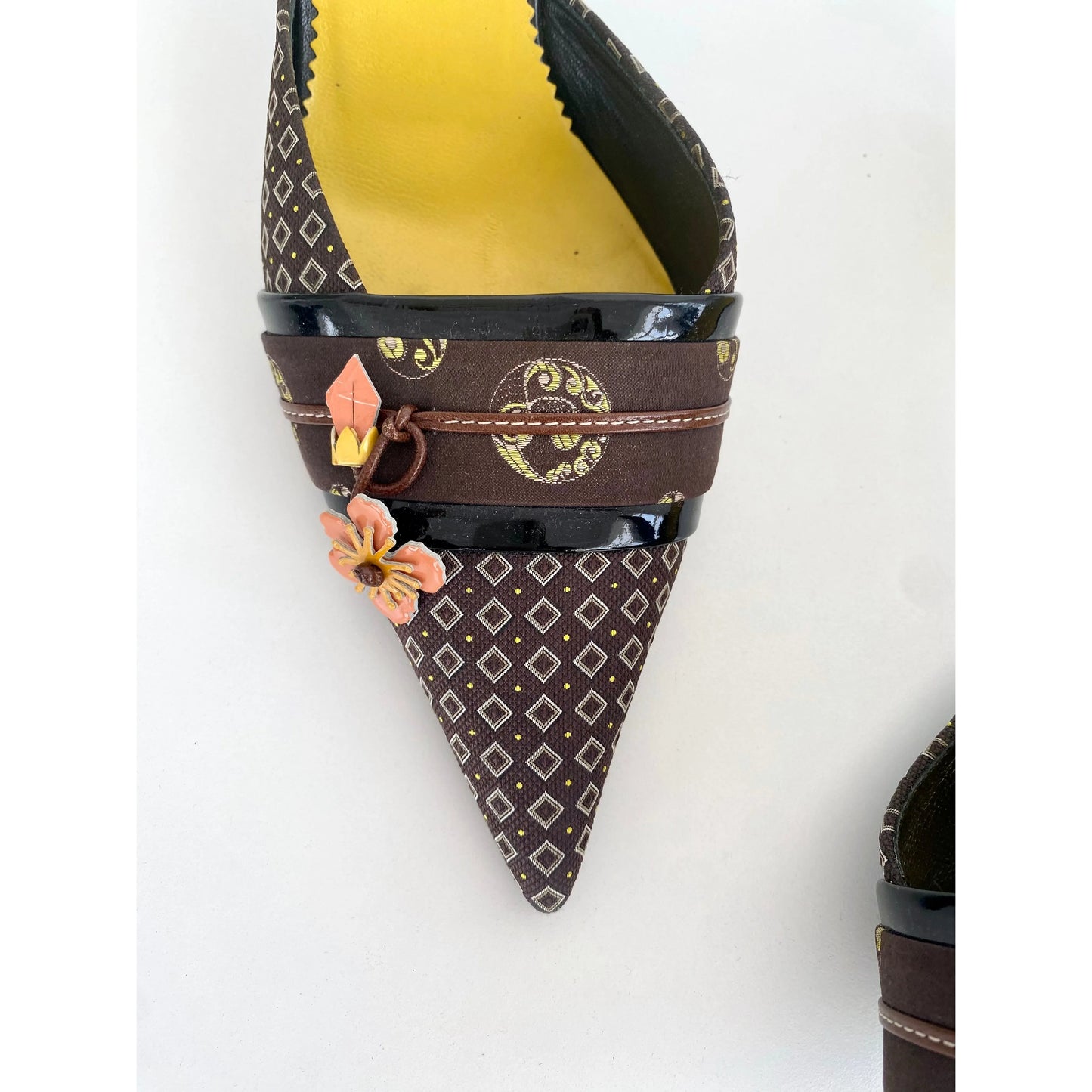 Prada Kitten Heels Pointed Mules Kimono (EU 40)