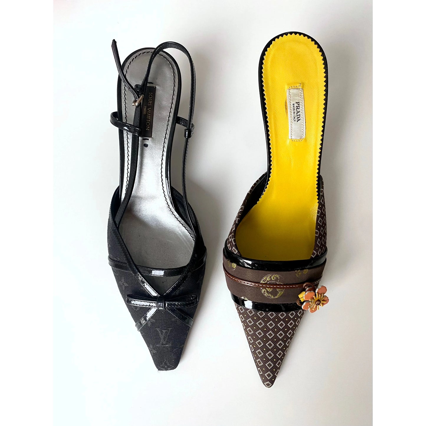 Prada Kitten Heels Pointed Mules Kimono (EU 40)