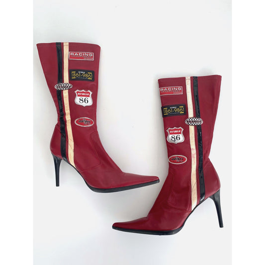 Le Silla Vintage Moto-Boots in Red (EU 39)