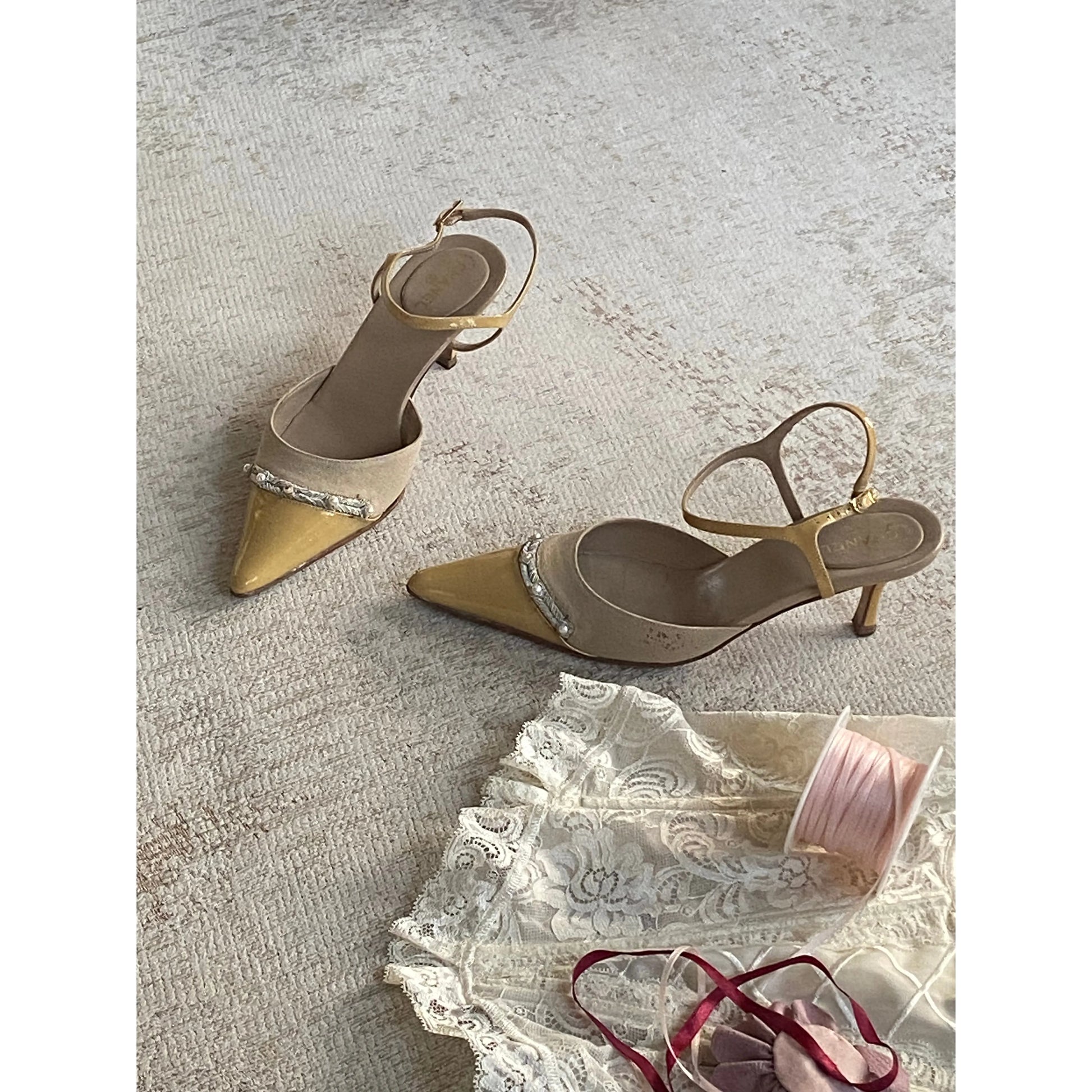 Vintage Chanel kitten heels with pearls from Ciao Kasia