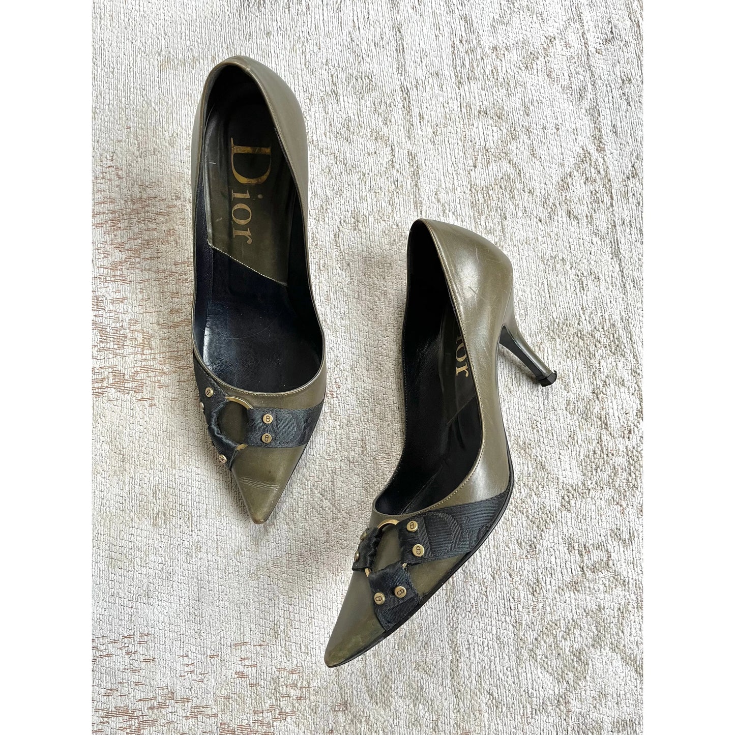 Dior Khaki Combat Heels by John Galliano (EU 38)