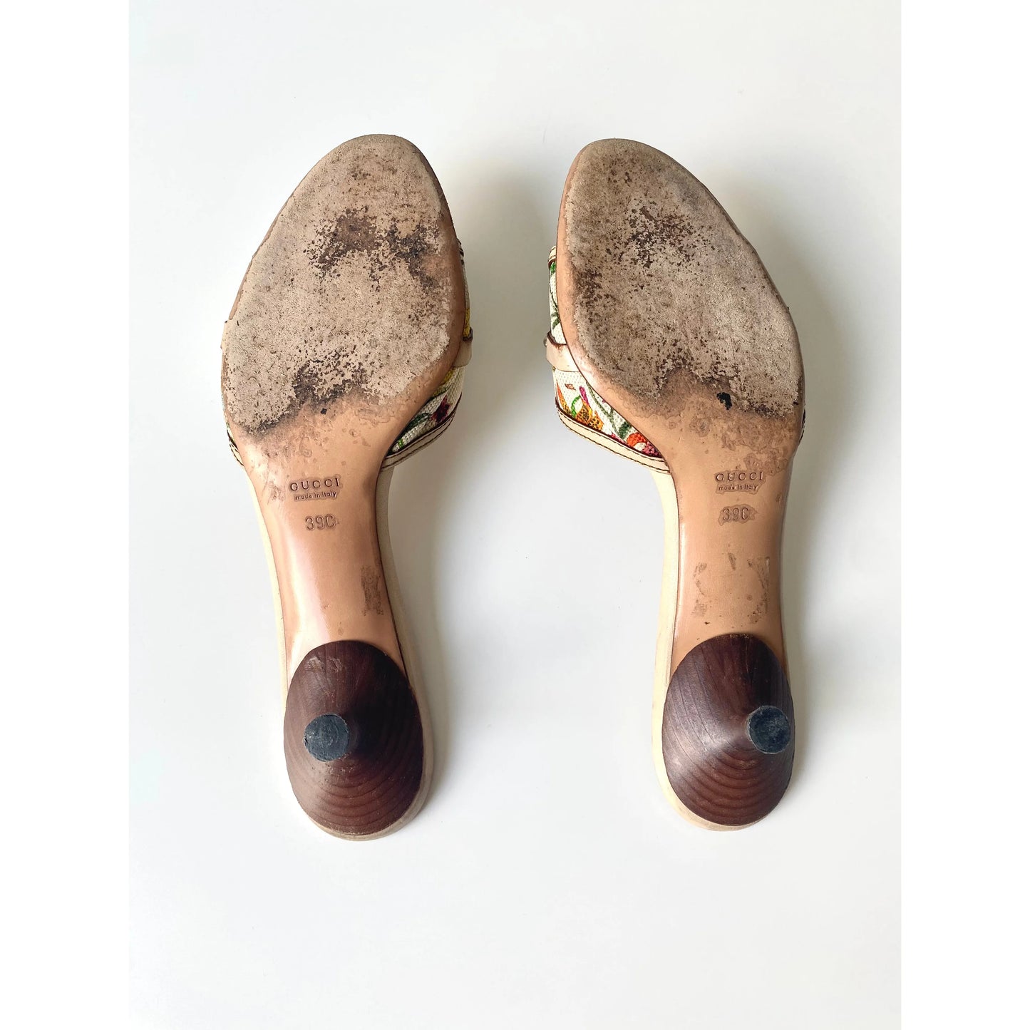 Gucci Canvas and Leather Horsebit Mules, Kitten Heels (EU 39 / US 8)