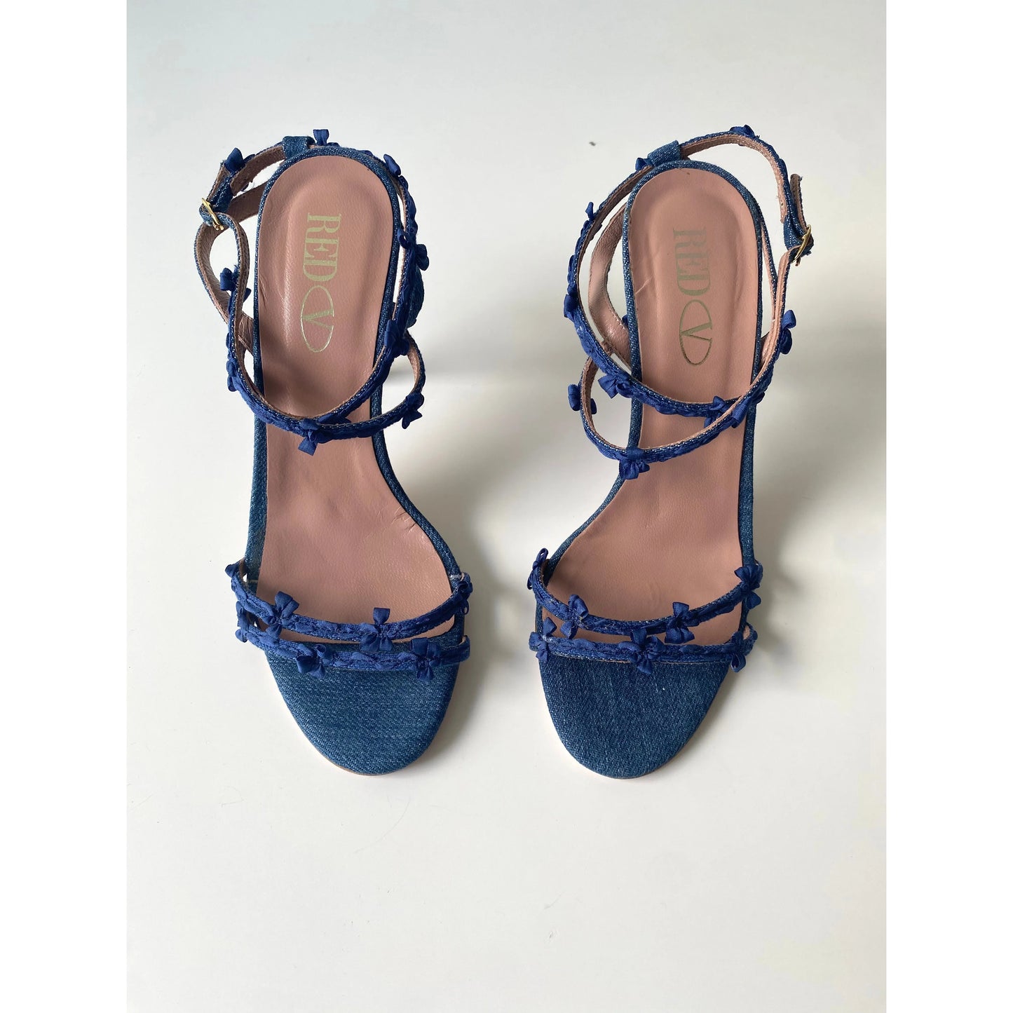 Valentino Red Vintage Flower and Bow Sandals Heels (EU 37)