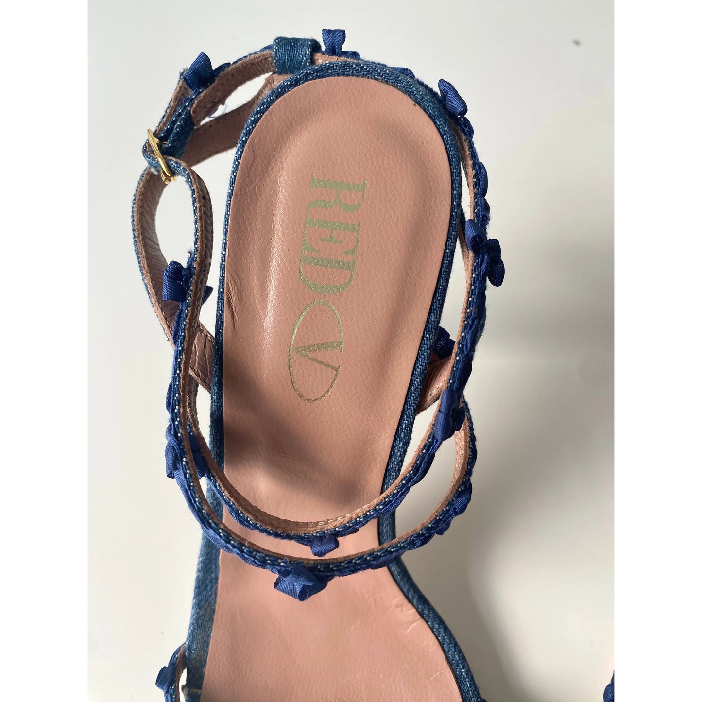 Valentino Red Vintage Flower and Bow Sandals Heels (EU 37)