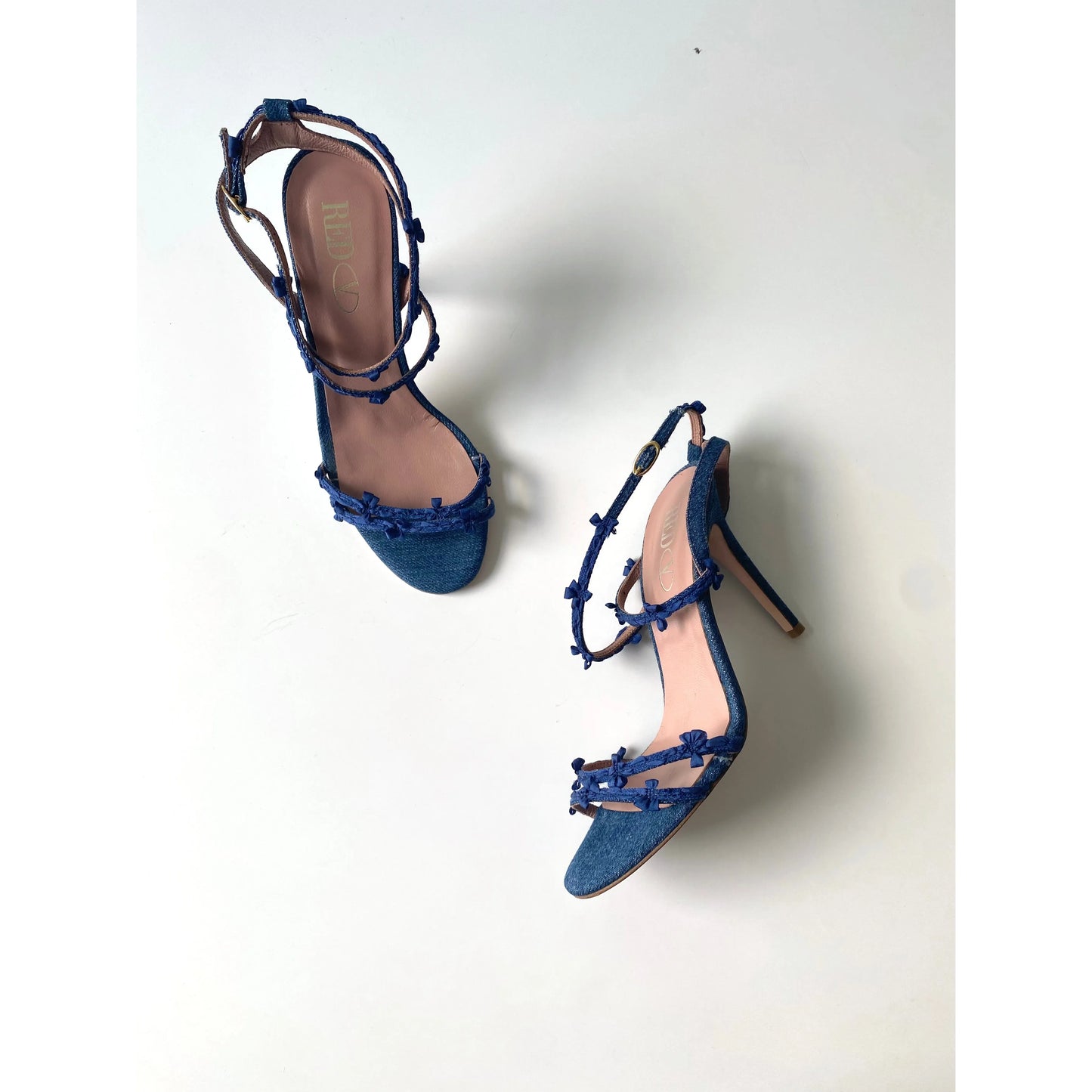 Valentino Red Vintage Flower and Bow Sandals Heels (EU 37)