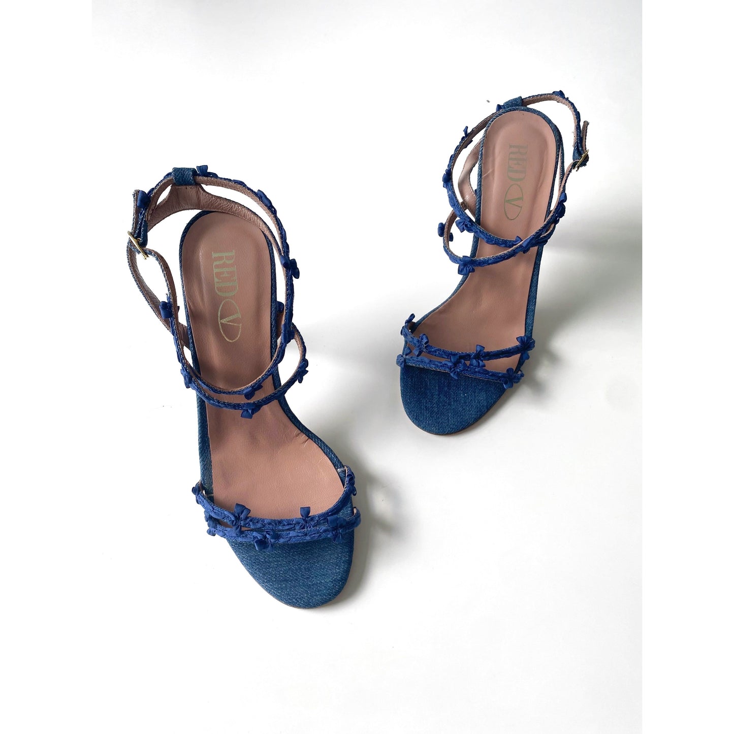 Valentino Red Vintage Flower and Bow Sandals Heels (EU 37)