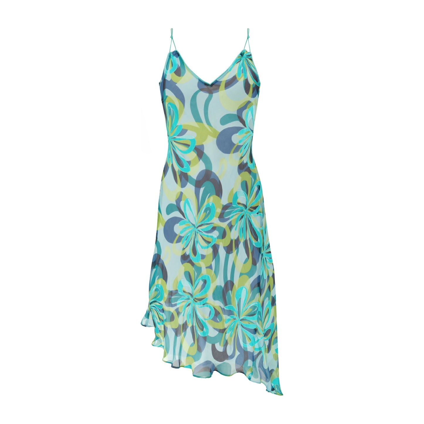 Silk Vintage Blue Dress (UK 8 / IT 40 / S / US 4)