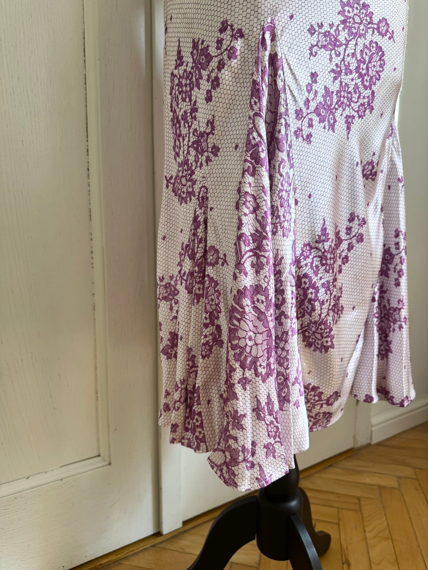 John Galliano Satin Backless Floral Dress (IT 44 / L)