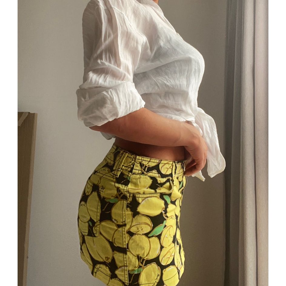 Dolce & Gabbana DG Mini Denim Skirt in Lemons (M)