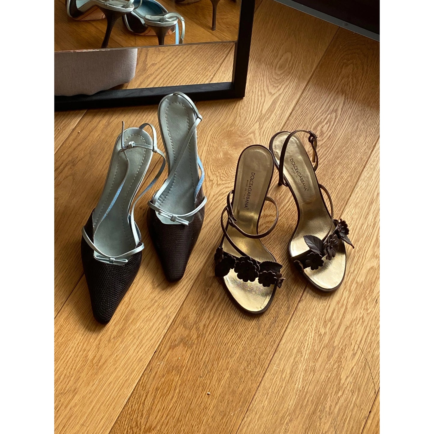 Dolce Gabbana Flower Sandal Brown & Gold (EU 37)